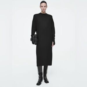 ✨NEW✨ COS Black Wool Midi Knit Dress XS
